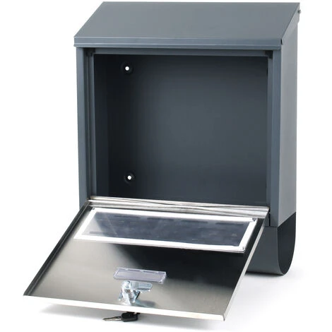 WILTEC Boîte Aux Lettres Avec Porte-journaux V37 Boîte Postale Murale Acier Inox Boîte Aux Lettres Gris Anthracite – Image 3