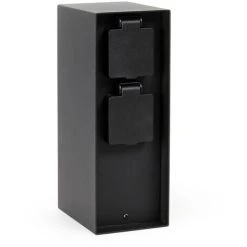 WILTEC 4-Multiprise De Jardin Usage Extérieur Forme Carrée 4 Voies Acier Fin 230V Borne Indice IP54