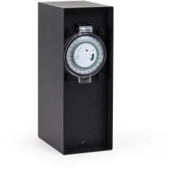 WILTEC 2-Multiprise De Jardin Usage Extérieur Acier Fin 2 Voies Borne Indice IP54 Avec Minuterie