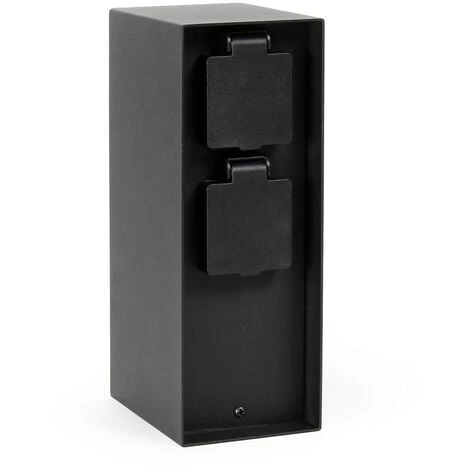 WILTEC 2-Multiprise De Jardin Usage Extérieur Acier Fin 2 Voies Borne Indice IP54 Avec Minuterie – Image 5