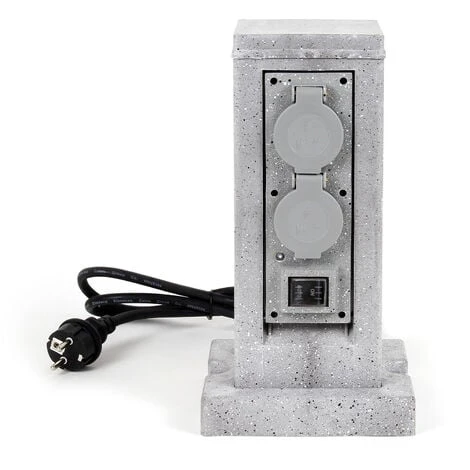 WILTEC Colonne De Prises Quadruple Aspect Granit, IP44, Prise Extérieure Capteur Crépusculaire, Câble 1,5 M – Image 2