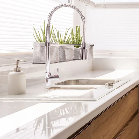 WILTEC Naturewater Robinet De Cuisine à Ressort Spiralé Avec 2 Jets Mitigeur Monocommande Pivotant Laiton – Image 2