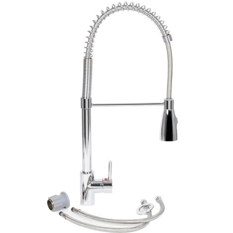 WILTEC Naturewater Robinet De Cuisine à Ressort Spiralé Avec 2 Jets Mitigeur Monocommande Pivotant Laiton – Image 3