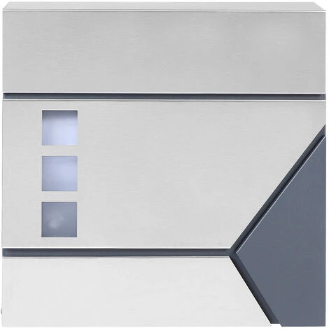 WILTEC Boîte Aux Lettres Avec Porte-journaux V46 Boîte Postale Murale Acier Inox Boîte Aux Lettres Gris Anthracite – Image 4