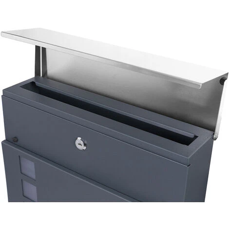 WILTEC Boîte Aux Lettres Avec Porte-journaux V41 Boîte Postale Murale Acier Inox Boîte Aux Lettres Gris Anthracite – Image 5