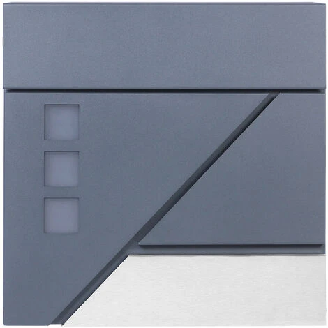 WILTEC Boîte Aux Lettres Avec Porte-journaux V39 Boîte Postale Murale Acier Inox Boîte Aux Lettres Gris Anthracite – Image 4