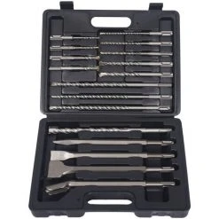 WILTEC XPOtool SDS Plus Lot De 17 Forets à Pierre Et Burins Lot De Forets Pour Marteau Perforateur Pour Maçonnerie Et Béton