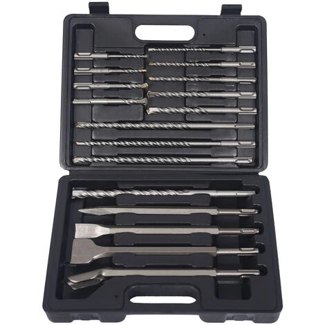 WILTEC XPOtool SDS Plus Lot De 17 Forets à Pierre Et Burins Lot De Forets Pour Marteau Perforateur Pour Maçonnerie Et Béton