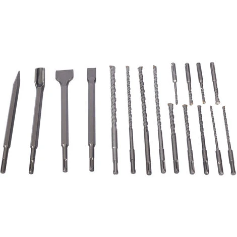 WILTEC XPOtool SDS Plus Lot De 17 Forets à Pierre Et Burins Lot De Forets Pour Marteau Perforateur Pour Maçonnerie Et Béton – Image 3