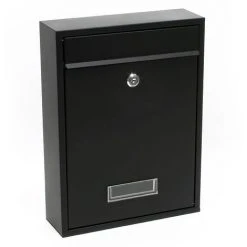 WILTEC Boite Aux Lettres Murale Courrier Noir Revêtement Par Poudre V1