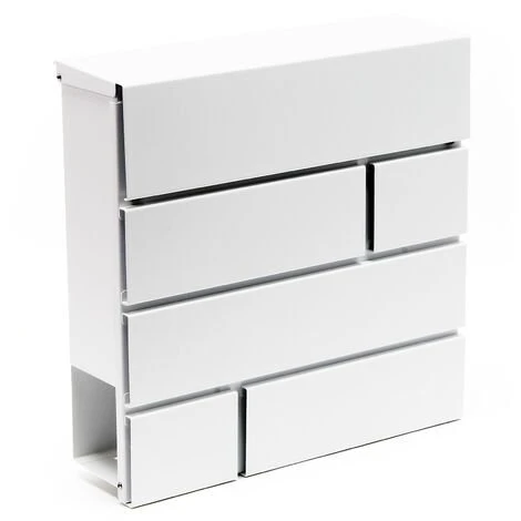 WILTEC Designer Boîte Aux Lettres Boîte Aux Lettres V15 Blanc Temps De Journaux Boîte Postale Enduit De Poudre