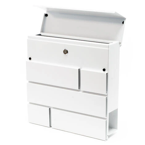 WILTEC Designer Boîte Aux Lettres Boîte Aux Lettres V15 Blanc Temps De Journaux Boîte Postale Enduit De Poudre – Image 3