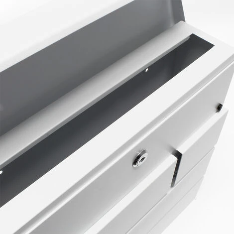 WILTEC Designer Boîte Aux Lettres Boîte Aux Lettres V15 Blanc Temps De Journaux Boîte Postale Enduit De Poudre – Image 5