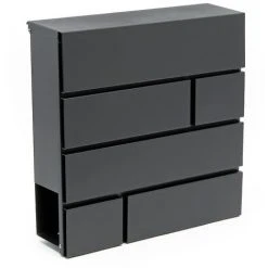 WILTEC Designer Boîte Aux Lettres Boîte Aux Lettres V15 Anthracite Temps De Journaux Boîte Postale Enduit De Poudre