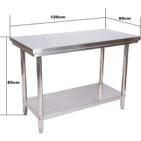 WILTEC Table De Travail En Acier Inoxydable Table De Jardin 120 X 60 X 85 Cm – Image 5