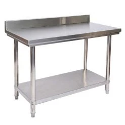 WILTEC Table De Travail En Acier Inoxydable Avec Rebord De Protection 100 X 60 X 85 Cm