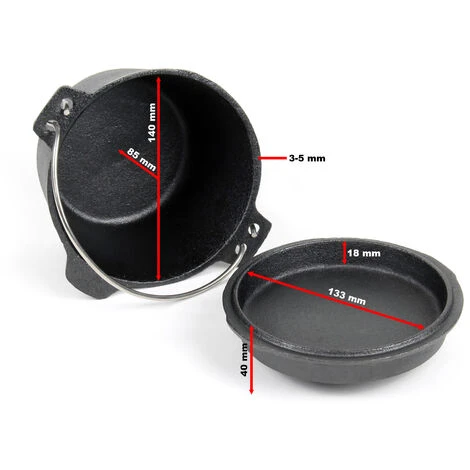 WILTEC Dutch Oven Marmite 1L Dessous-plat Lève-couvercle Fait-tout Fonte Pot Cuisson Feu Camp Camping – Image 4