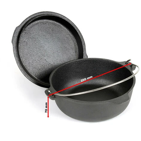 WILTEC Dutch Oven Marmite 2L Dessous-plat Lève-couvercle Fait-tout Fonte Pot Cuisson Feu Camp Camping – Image 4