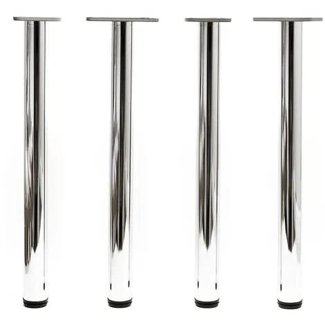 WILTEC Pied De Table Acier Inoxydable Lot De 4 Pieds Chromé Support De Table Réglable 1100mm Ø60mm – Image 3