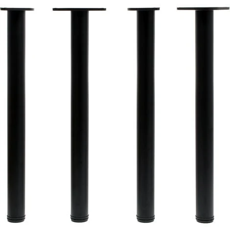 WILTEC Pied De Table Acier Inoxydable Lot De 4 Pieds Noir Support De Table Réglable 710mm Ø60mm – Image 3