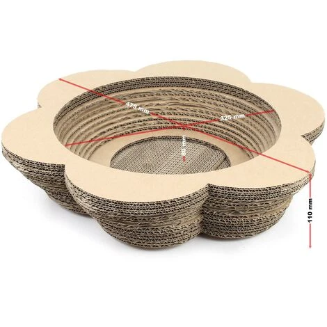 WILTEC Griffoir Plat En Forme De Fleur Meuble Pour Chat Entretien De Griffes Grattoir Patin à Gratter – Image 5