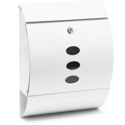 WILTEC Boite Aux Lettres Design V18 Boite Postale Murale Blanc Compartiment Journal Revêtue Par Poudre
