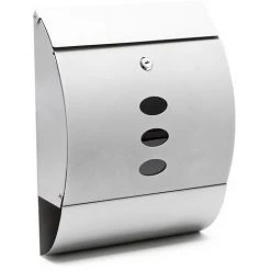 WILTEC Boite Aux Lettres Design V18 Boite Postale Murale Argenté Compartiment Journal Revêtue Par Poudre