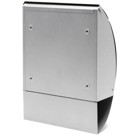 WILTEC Boite Aux Lettres Design V18 Boite Postale Murale Argenté Compartiment Journal Revêtue Par Poudre – Image 4