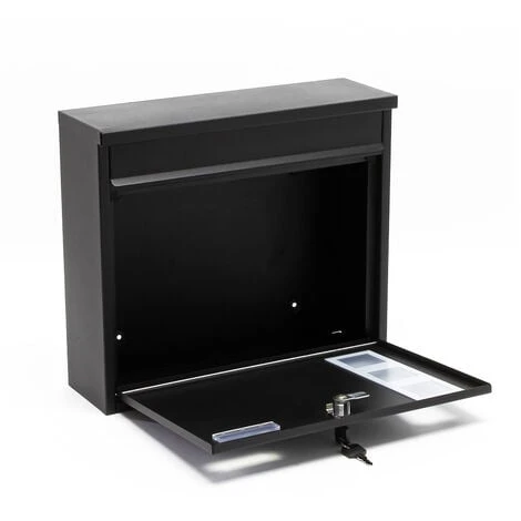 WILTEC Boite Aux Lettres Boite Postale Murale Design Noire Revêtement Par Poudre Mailbox V12 – Image 2
