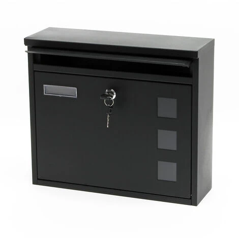 WILTEC Boite Aux Lettres Boite Postale Murale Design Noire Revêtement Par Poudre Mailbox V12 – Image 3