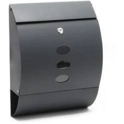 WILTEC Boite Aux Lettres Design V18 Boite Postale Murale Anthracite Compartiment Journal Revêtue Par Poudre