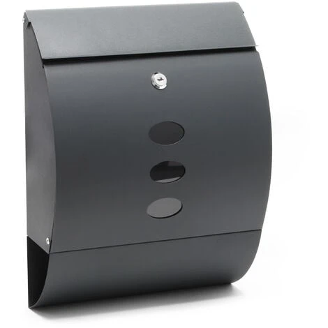 WILTEC Boite Aux Lettres Design V18 Boite Postale Murale Anthracite Compartiment Journal Revêtue Par Poudre