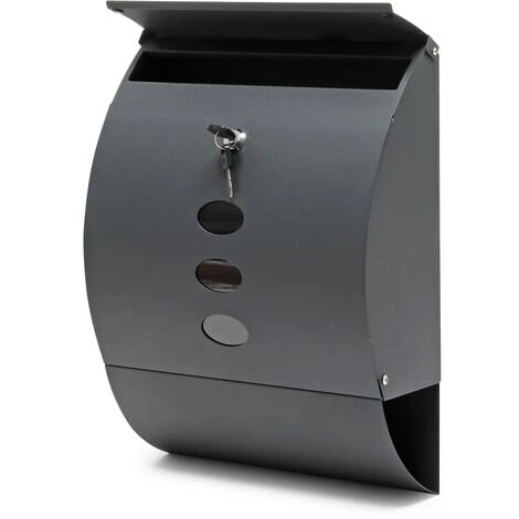 WILTEC Boite Aux Lettres Design V18 Boite Postale Murale Anthracite Compartiment Journal Revêtue Par Poudre – Image 2