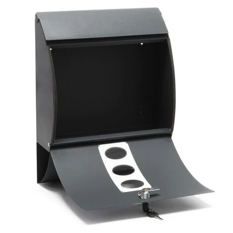 WILTEC Boite Aux Lettres Design V18 Boite Postale Murale Anthracite Compartiment Journal Revêtue Par Poudre – Image 3