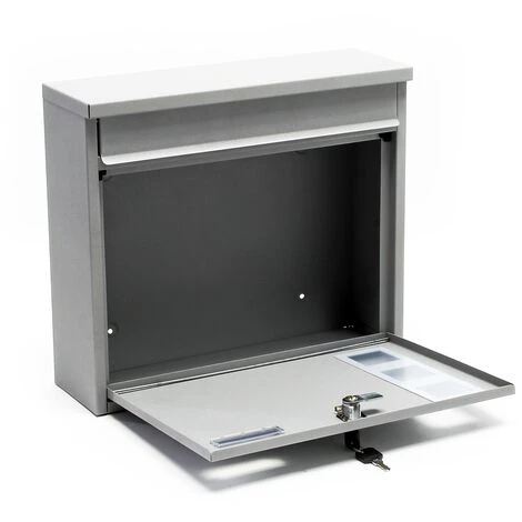 WILTEC Boite Aux Lettres Boite Postale Murale Design Argenté Revêtement Par Poudre Mailbox V12 – Image 2