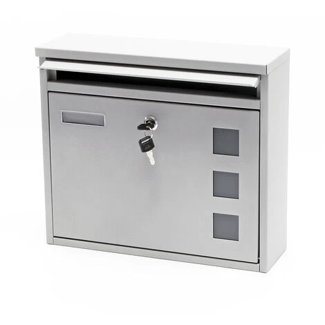 WILTEC Boite Aux Lettres Boite Postale Murale Design Argenté Revêtement Par Poudre Mailbox V12 – Image 3