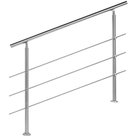 WILTEC Rampe D’escalier Acier Affiné V2A 3 Tiges 120 Cm Rambarde Main Courante Balustrade