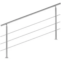 WILTEC Rampe Escalier Acier Affiné V2A 3 Tiges 180cm Rambarde Main Courante Balustrade
