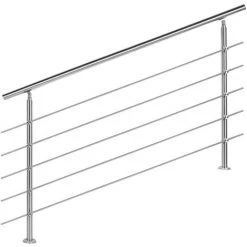 WILTEC Rampe Escalier Acier Affiné V2A 5 Tiges 160cm Rambarde Main Courante Balustrade