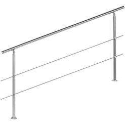 WILTEC Rampe Escalier Acier Affiné V2A 2 Tiges 180cm Rambarde Main Courante Balustrade