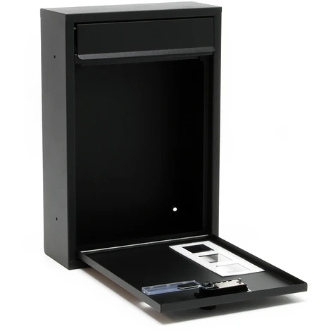 WILTEC Boite Aux Lettres Moderne Noire Avec Serrure à Combinaison Boite Murale Revêtement En Poudre – Image 4