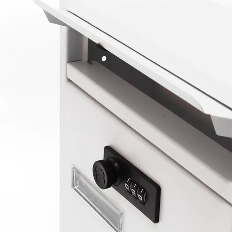 WILTEC Boite Aux Lettres Moderne Blanc Avec Serrure à Combinaison Boite Murale Revêtement En Poudre – Image 5