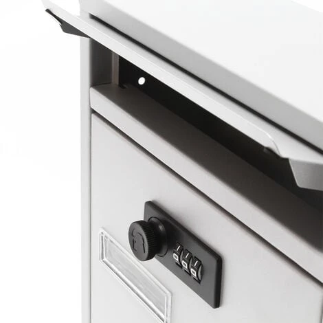 WILTEC Boite Aux Lettres Moderne Argenté Avec Serrure à Combinaison Boite Murale Revêtement En Poudre – Image 5