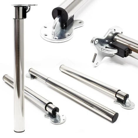 WILTEC Pied De Table Lot De 4 Nickel Support De Table Réglable En Hauteur 70-110cm