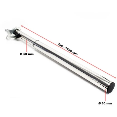 WILTEC Pied De Table Lot De 4 Nickel Support De Table Réglable En Hauteur 70-110cm – Image 3