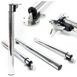 WILTEC Pied De Table Lot De 4 Chromé Support De Table Réglable En Hauteur 70-110cm