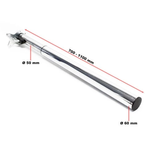 WILTEC Pied De Table Lot De 4 Chromé Support De Table Réglable En Hauteur 70-110cm – Image 3