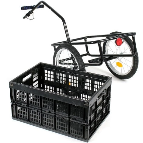 WILTEC Remorque Pour Vélo Charge Max. 50kg Charrette à Bras Pour Bicyclette Pneus Chariot Emplettes – Image 4