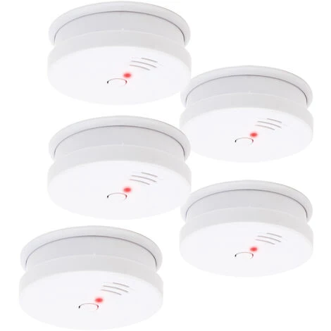WILTEC 5x Détecteur De Fumée Batterie 9V Volume D’alarme 85dB DIN EN 14604 Certifié Détecteur D’incendie