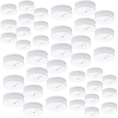 WILTEC 40x Détecteur De Fumée Batterie 9V Volume D’alarme 85dB DIN EN 14604 Certifié Détecteur D’incendie